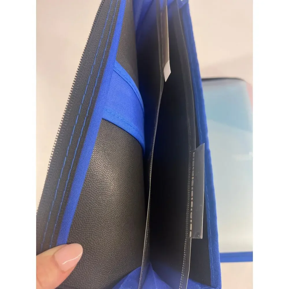 Five Star Folder Pencil Holder School Blue Black College Zipper Binder Durable